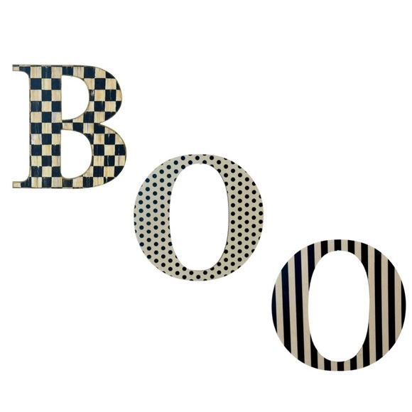 Hand Crafted Courtly Check, Dot & Stripe BOO Sign Letters - Picture 1 of 9